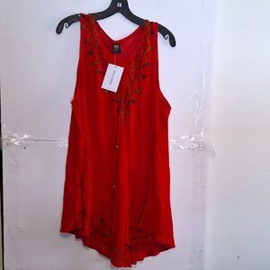 A Seven Islands Women's Plus Sleeveless Tunic Top Boho Hippie Embroidered 3X NWT